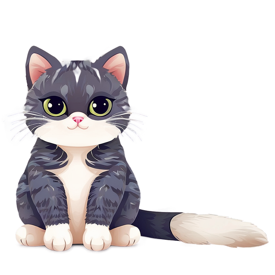 Tranquil Kawaii Cat Graphic Png Cfn