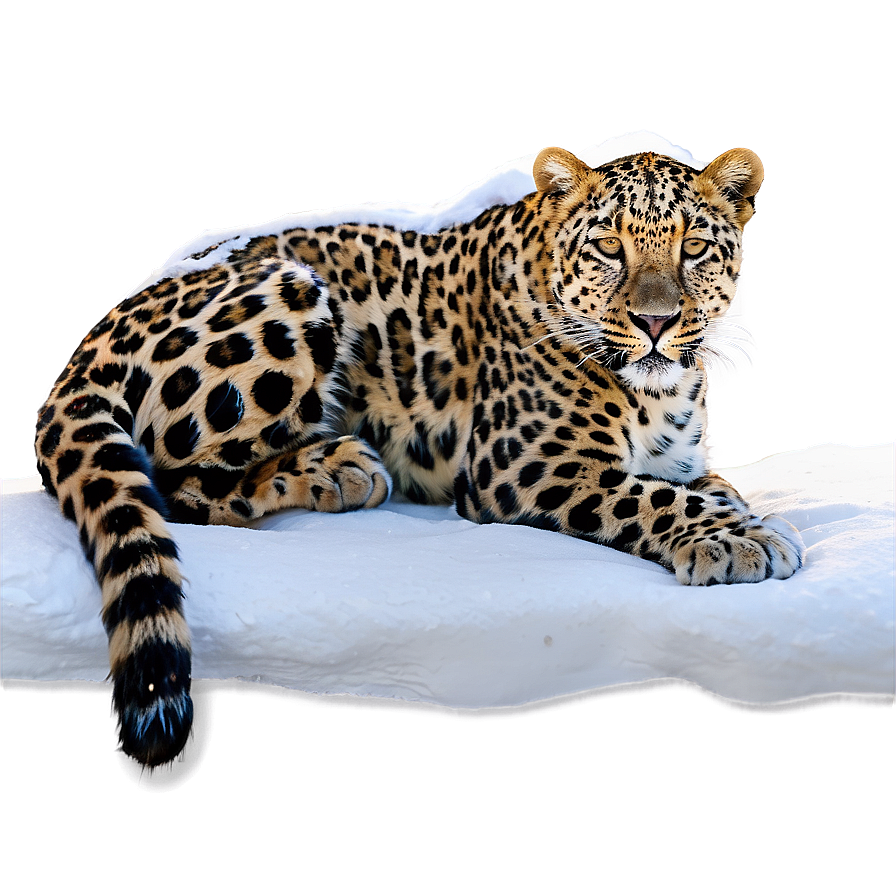 Tranquil Leopard In Snow Png Wge87