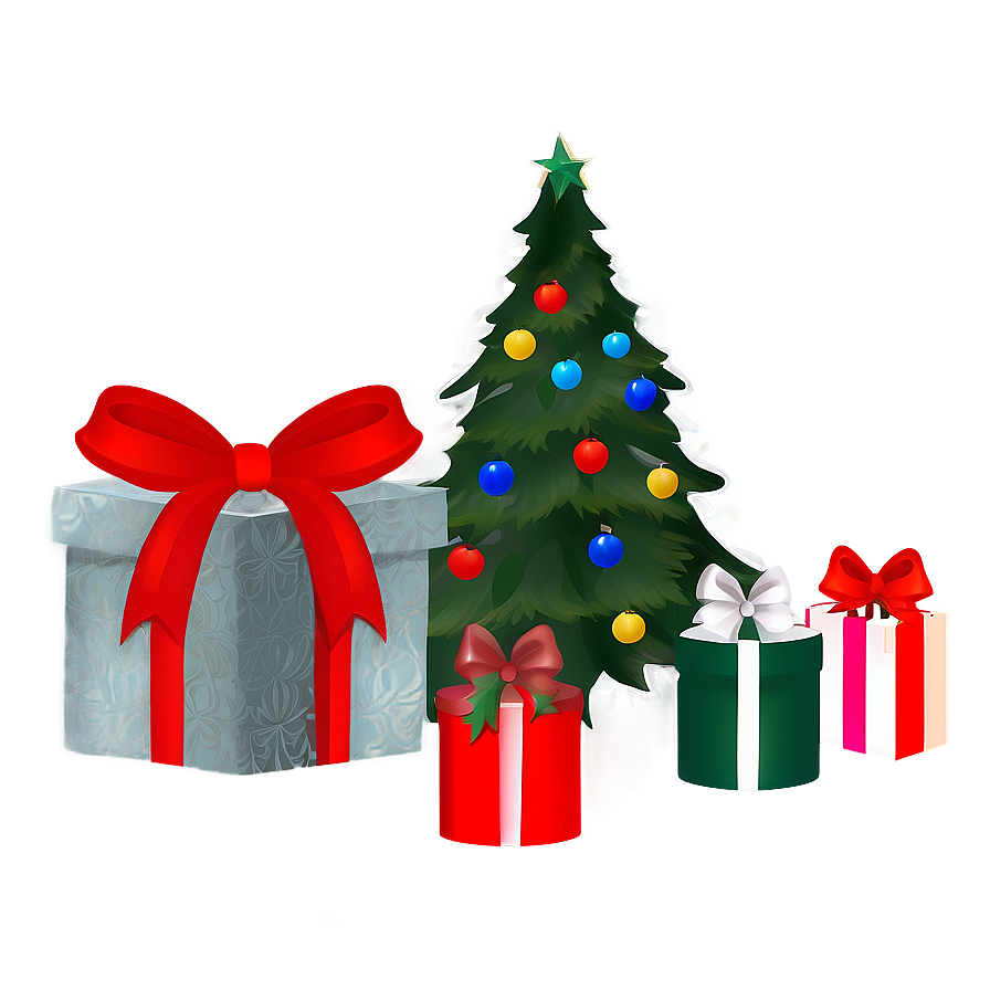 Transparent Christmas Tree With Presents Png 05262024