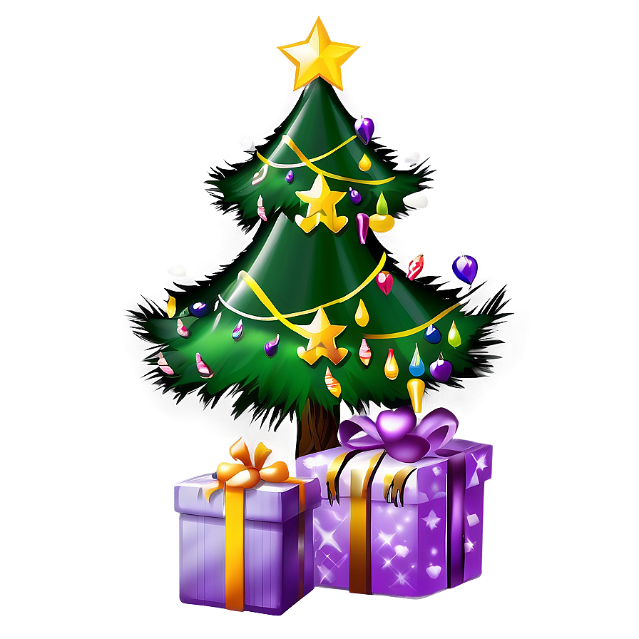 Transparent Christmas Tree With Presents Png 32