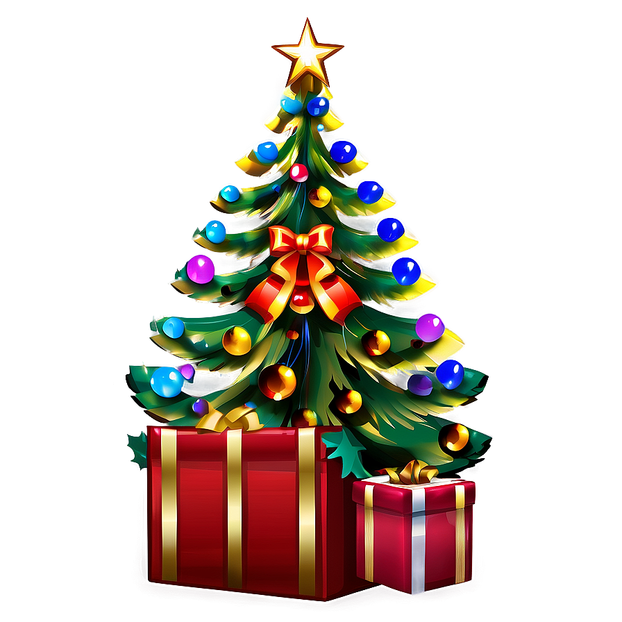 Transparent Christmas Tree With Presents Png Uxe