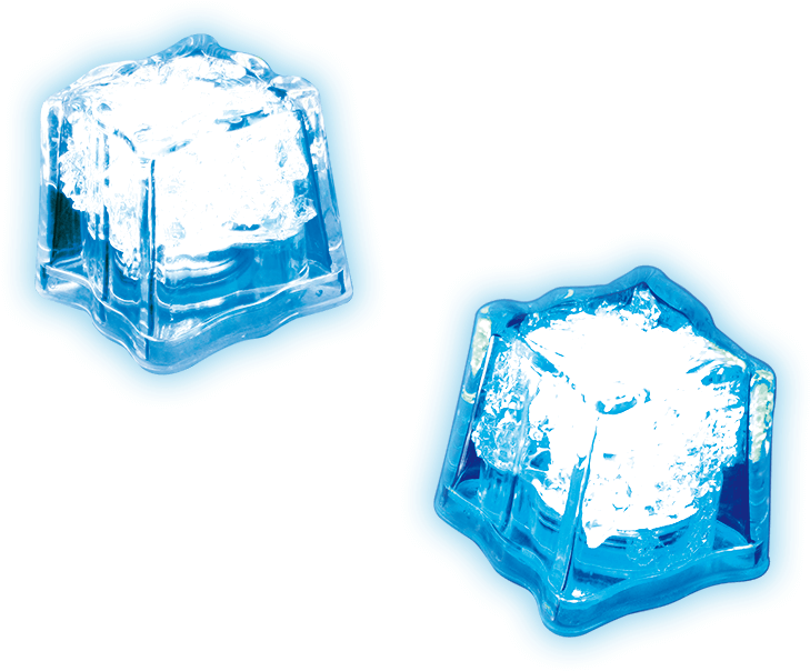 Transparent Ice Cubeson Blue Background.png