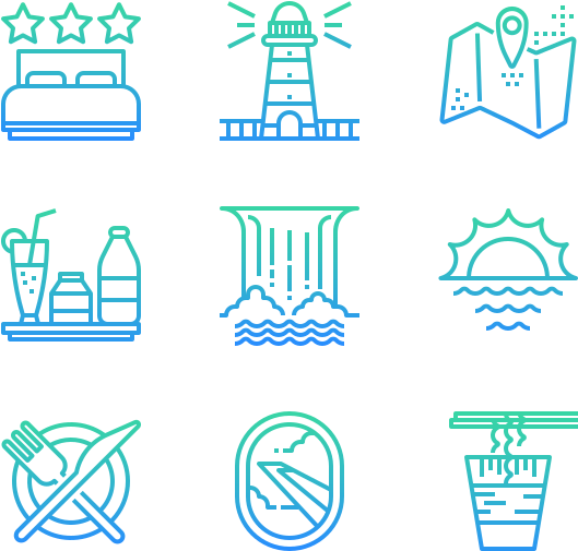 Travel Icons Set Blue Theme