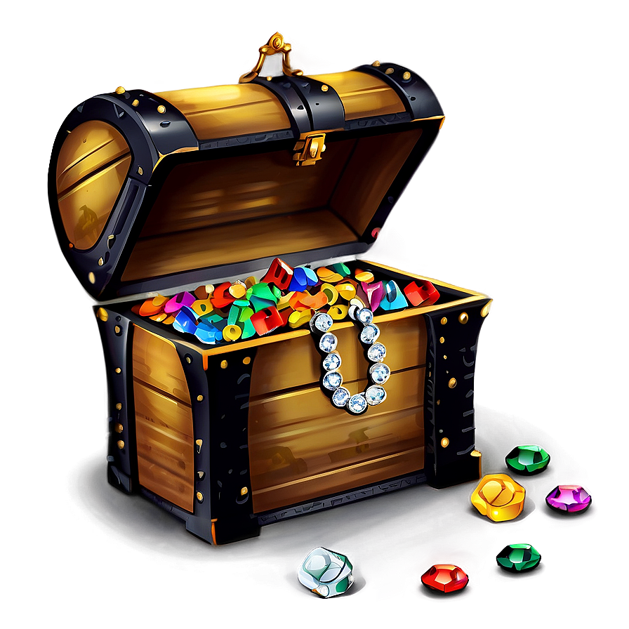 Treasure Chest With Jewels Png Fqh