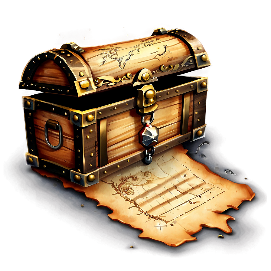 Treasure Chest With Treasure Map Png 32