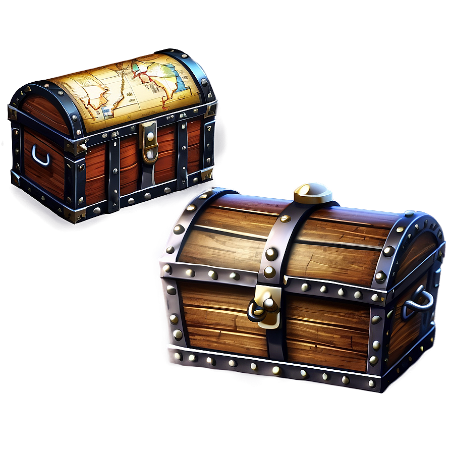 Treasure Chest With Treasure Map Png Spd