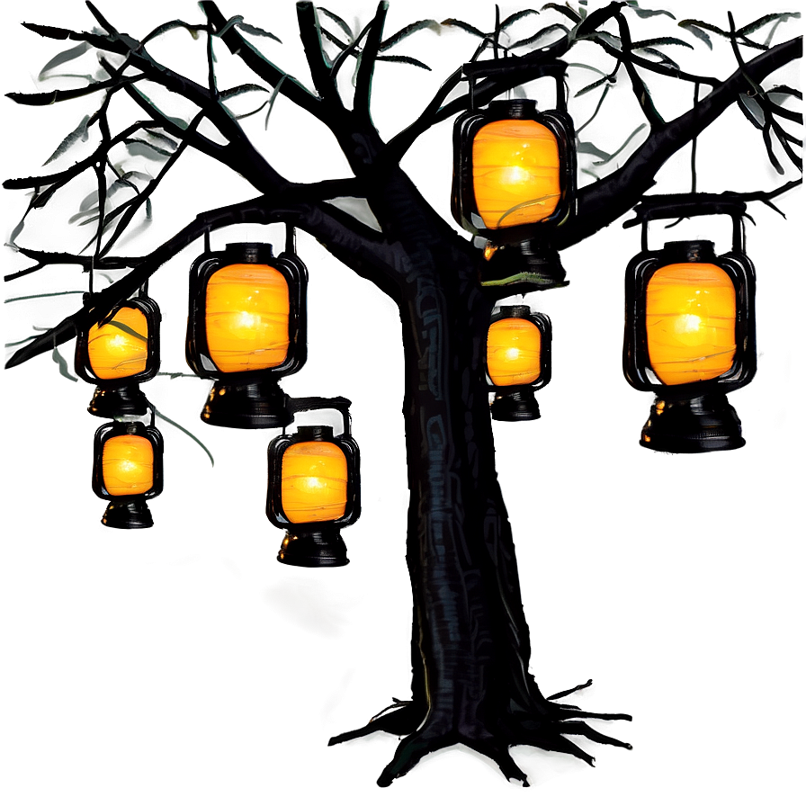 Tree Branch With Lanterns Png Rqs