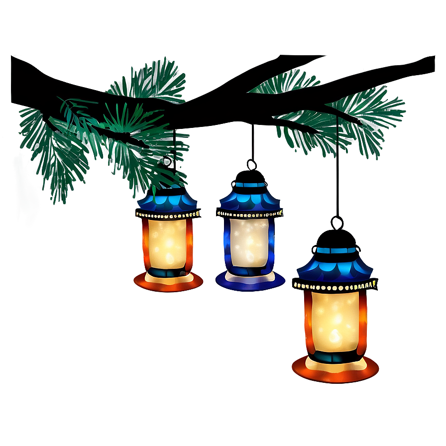 Tree Branch With Lanterns Png Shm