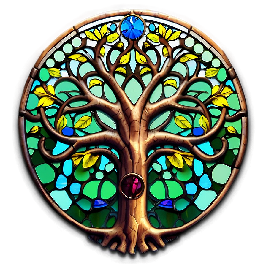 Tree Of Life In Stained Glass Style Png 62