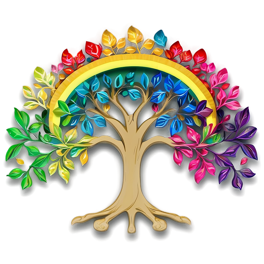 Tree Of Life With Rainbow Leaves Png 78