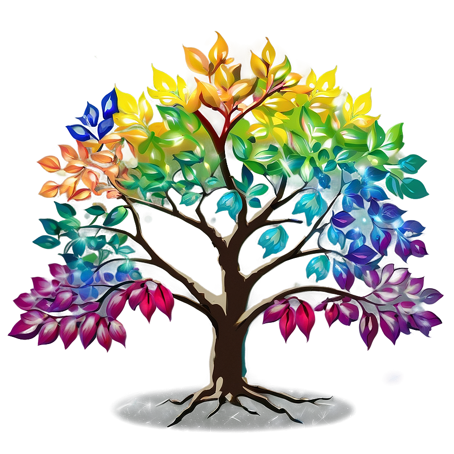 Tree Of Life With Rainbow Leaves Png Kga