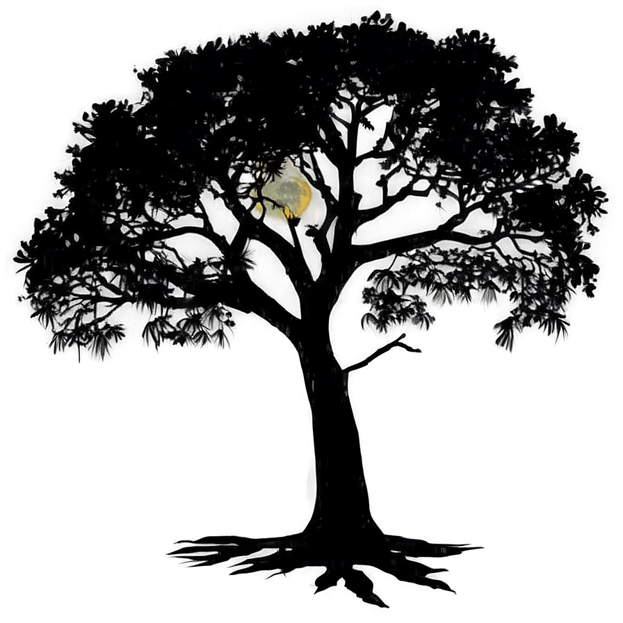 Tree Silhouette At Night Png Kxc