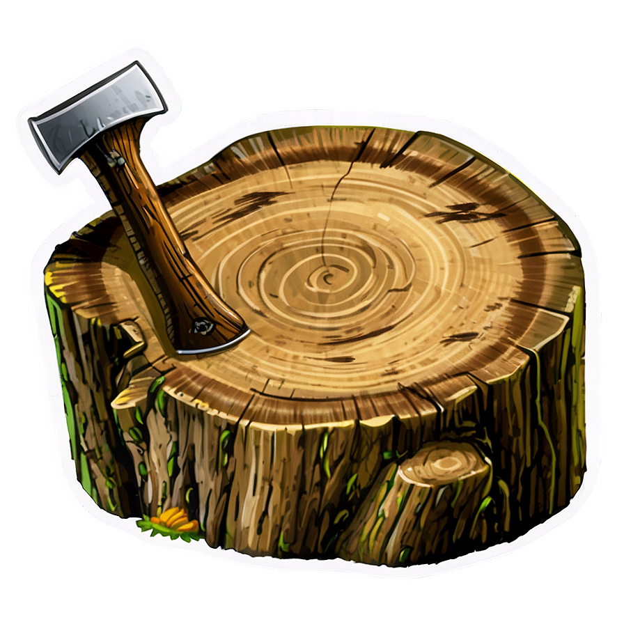 Tree Stump With Axe Png Qhx