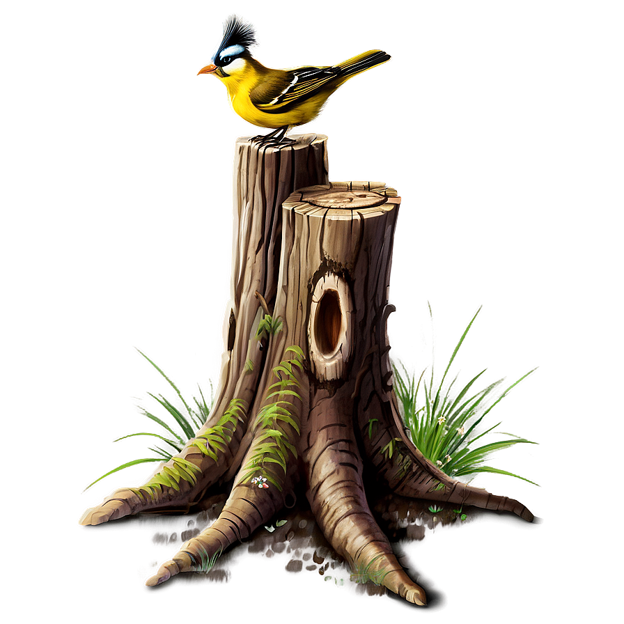 Tree Stump With Bird Png Ubd