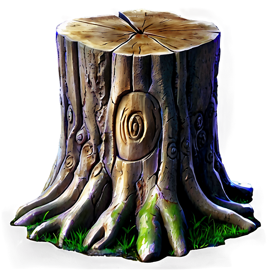 Tree Stump With Carvings Png Dxf64