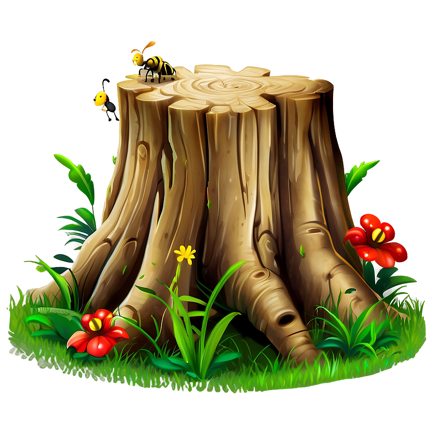 Tree Stump With Insects Png 40