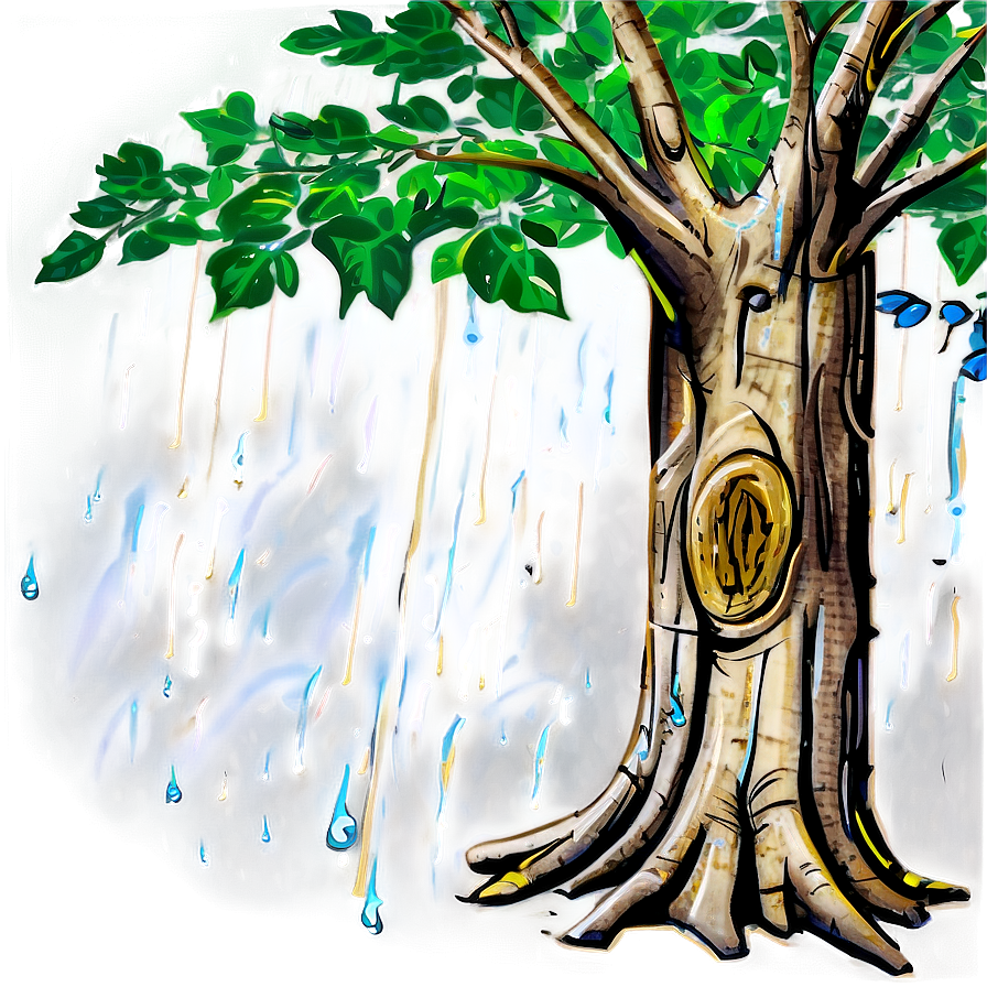 Tree Trunk In Rain Png 13