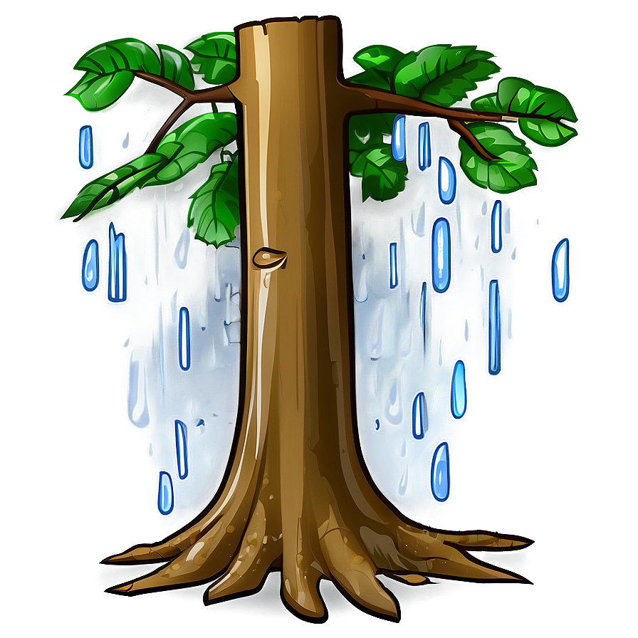 Tree Trunk In Rain Png Nvw92