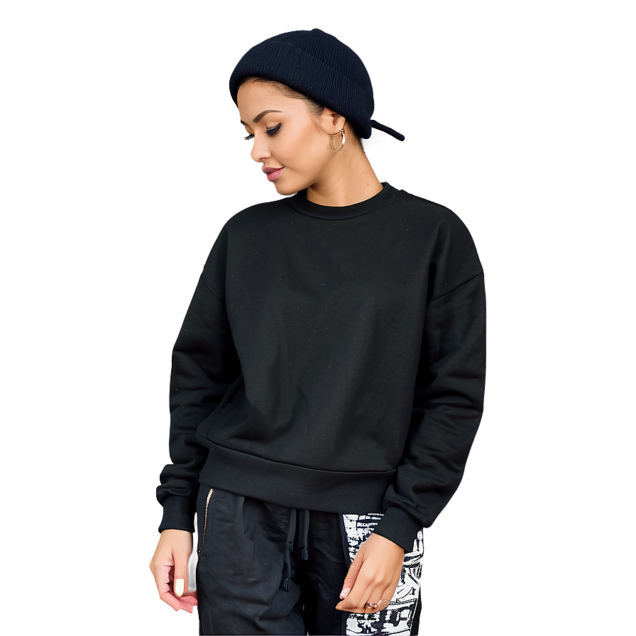 Trendy Black Sweatshirt Street Style Png 40