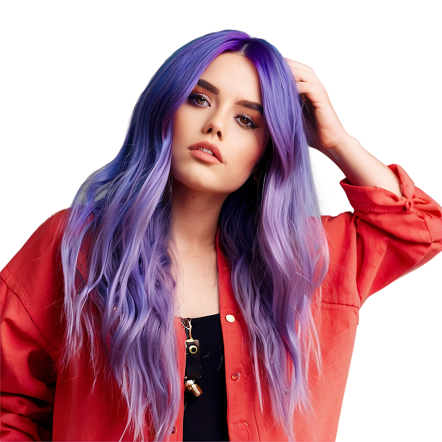 Trendy Purple Hair Fashion Model Png 06272024