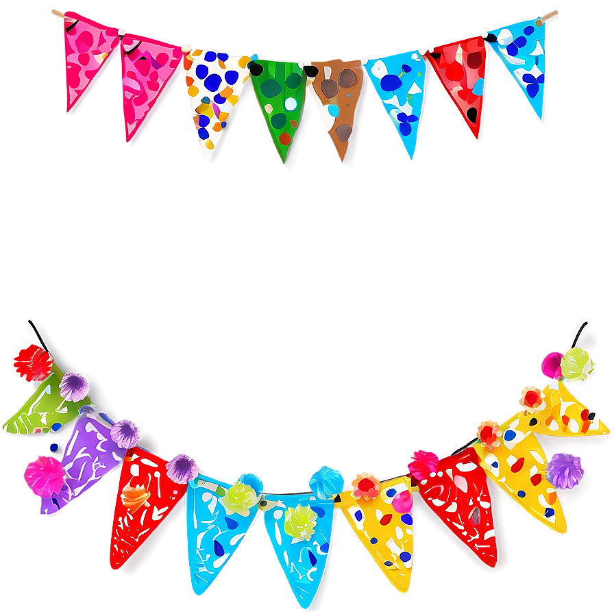 Triangle Banner With Pom Poms Png Gav80