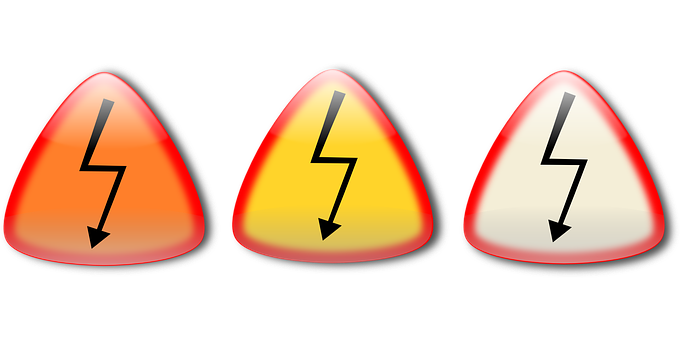 Triangular Hazard Signs With Lightning