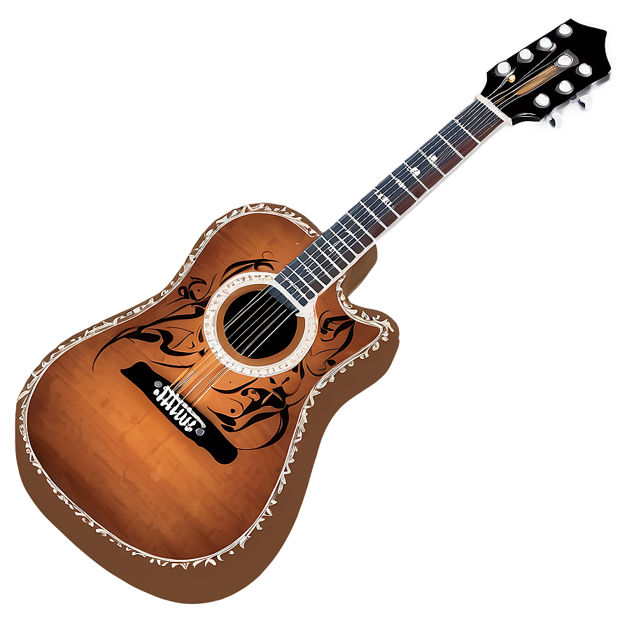 Tribal Design Acoustic Guitar Png 79