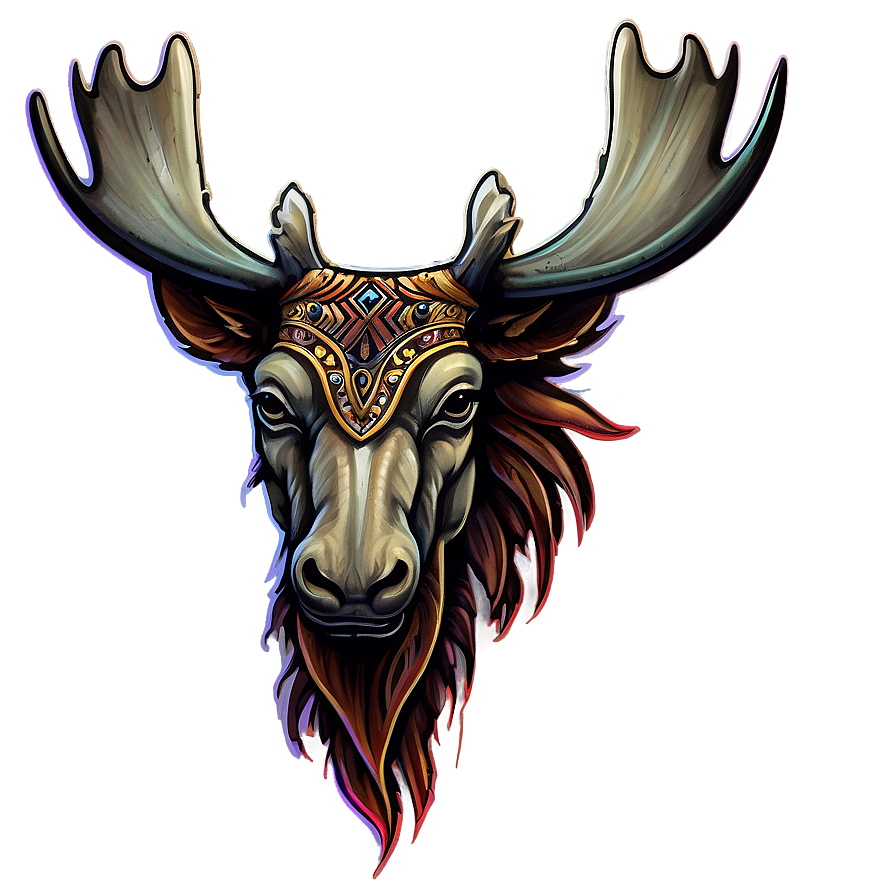 Tribal Moose Head Tattoo Design Png 15