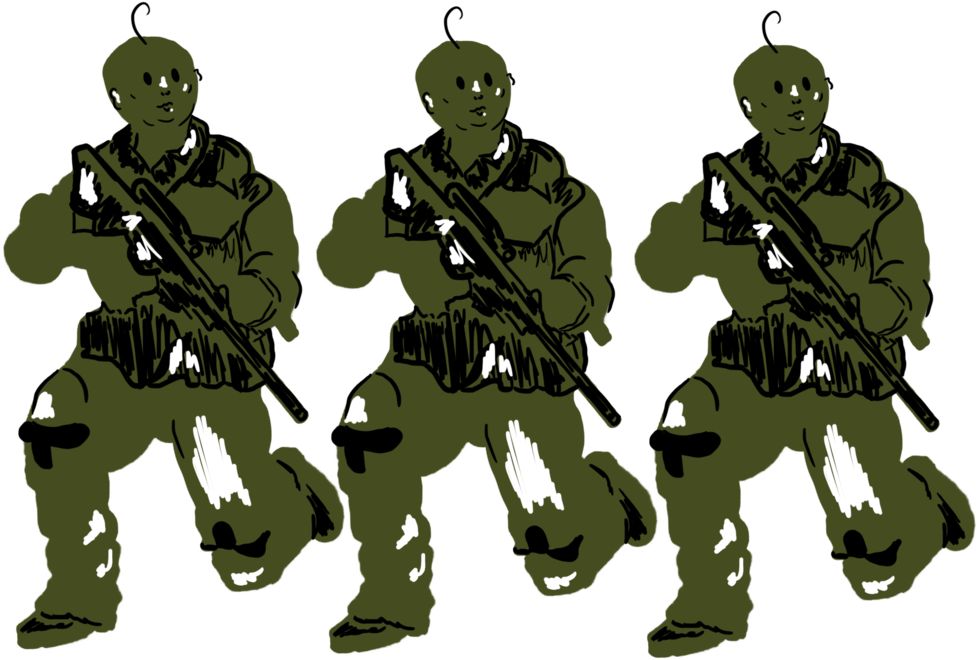 Triple Alien Soldier Illustration