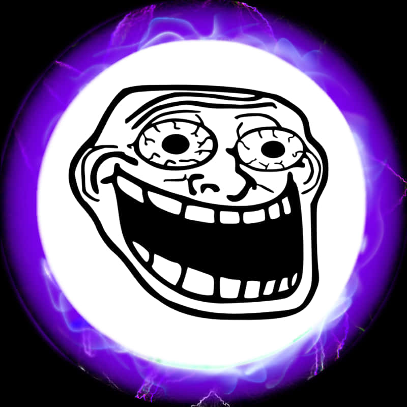 Trollface Memewith Electric Purple Aura