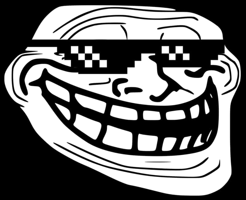 Trollface Memewith Pixelated Sunglasses