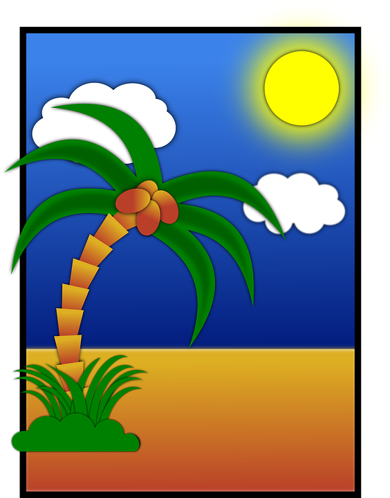 Tropical Beach Scene Illustration