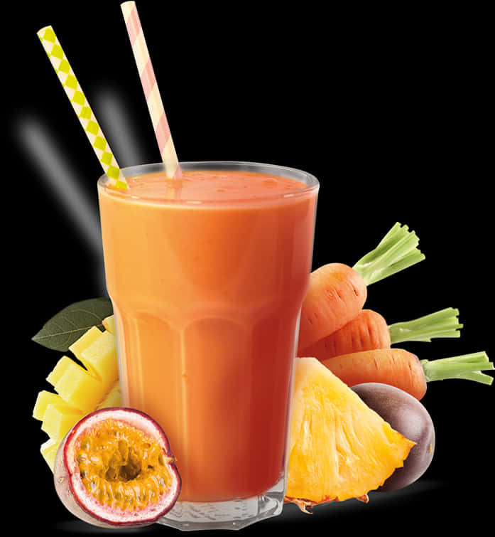 Tropical Carrot Smoothiewith Ingredients