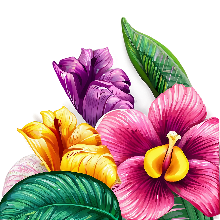 Tropical Flower Doodle Png 93