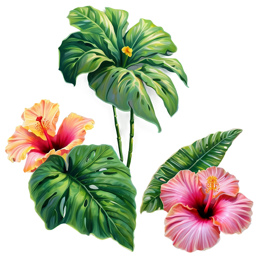 Tropical Hibiscus Garden Png Jjb28