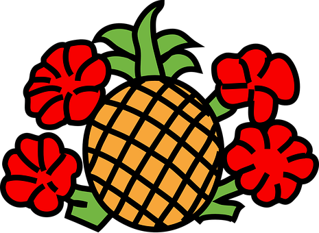 Tropical Pineappleand Hibiscus Vector