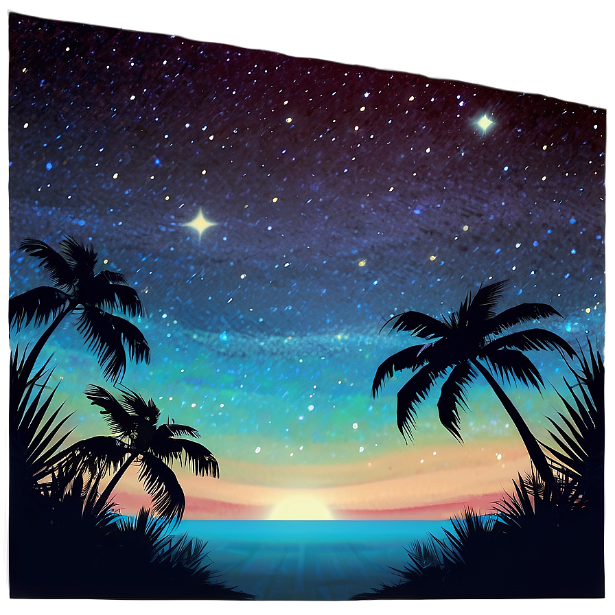 Tropical Starry Night Sky Png 80