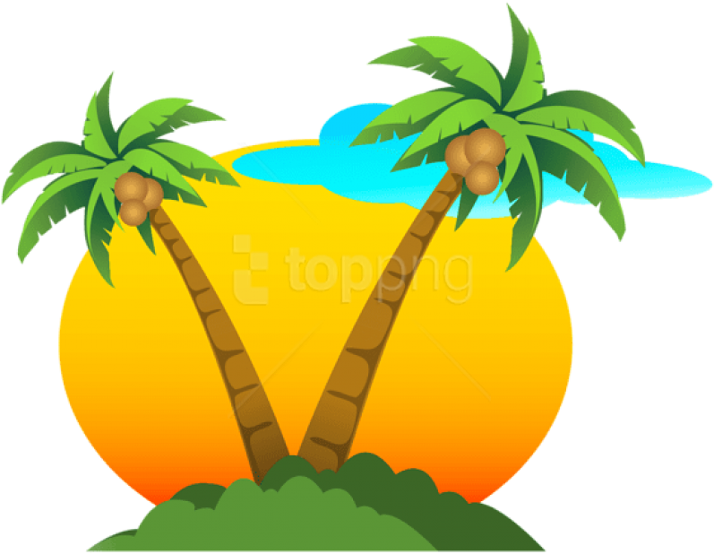 Tropical Sunset Palm Trees Clipart