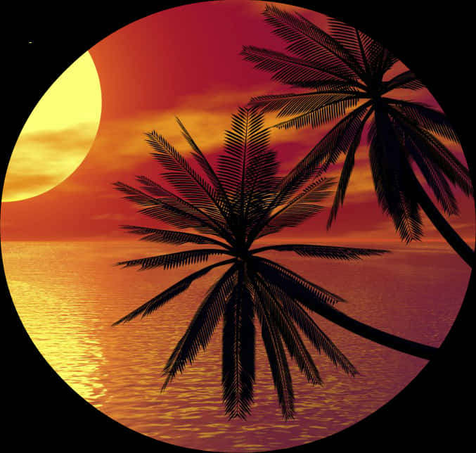 Tropical Sunset Silhouette