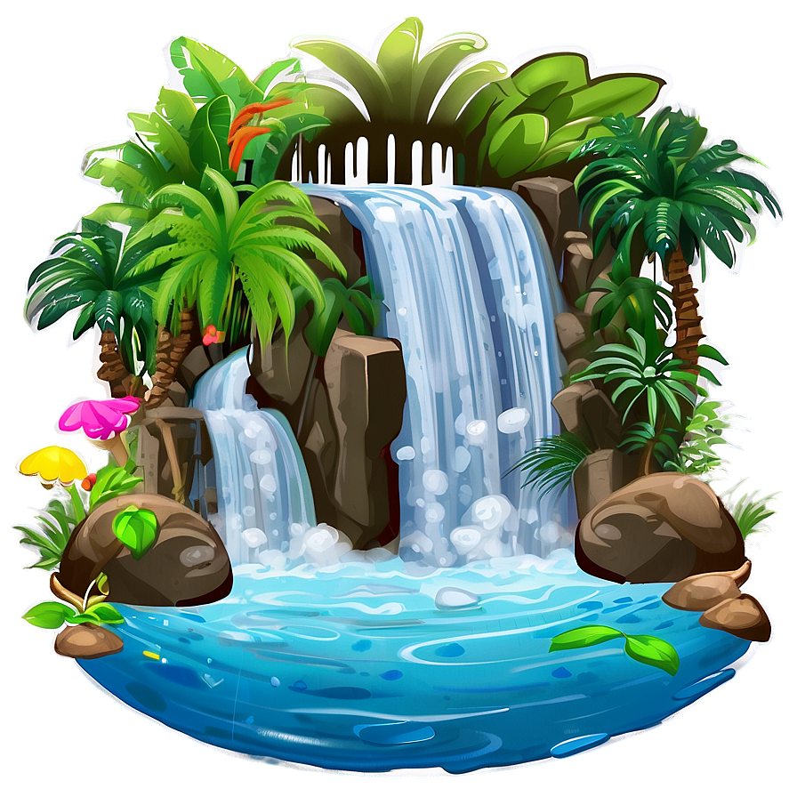 Tropical Waterfall Paradise Png Ptr