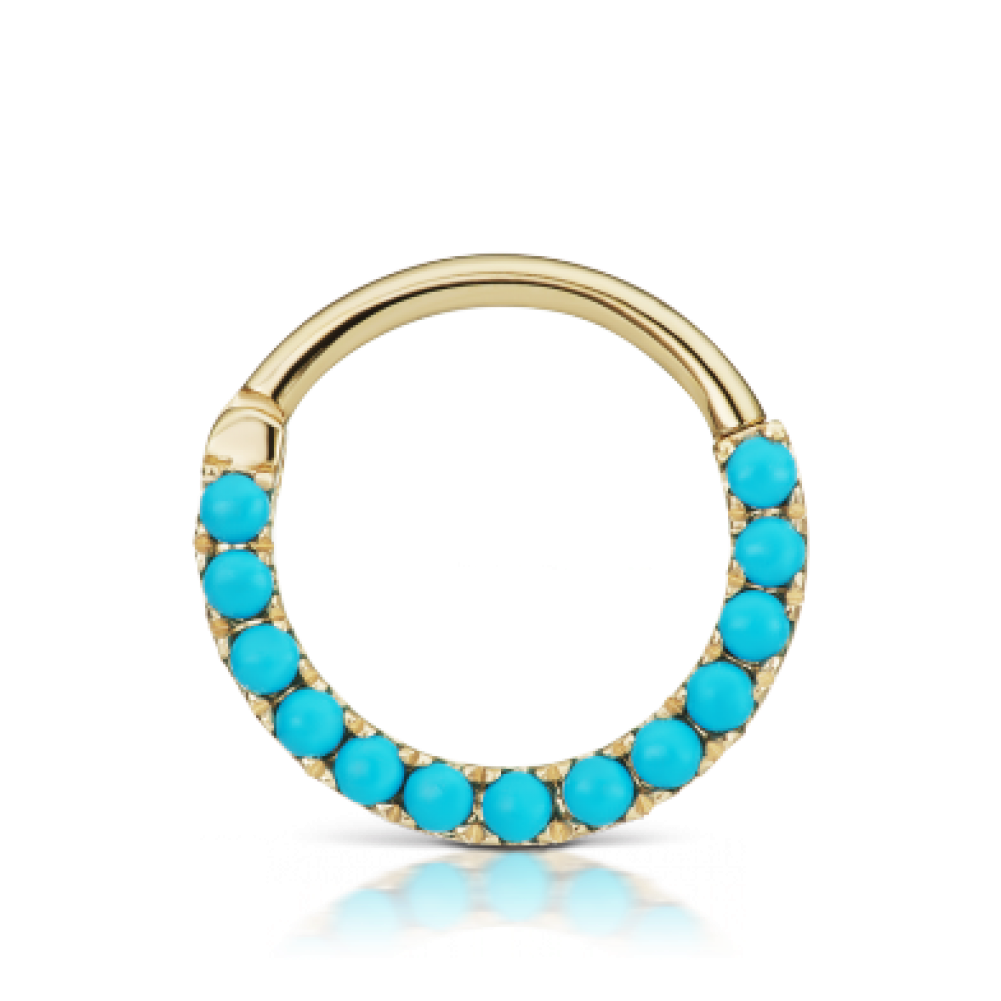 Turquoise Beaded Gold Septum Ring