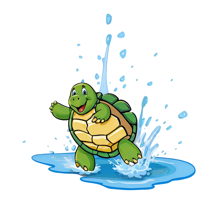 Turtle Making A Splash Png Woh