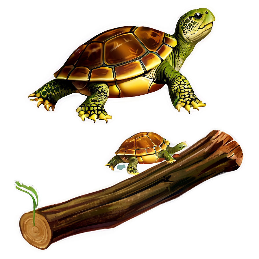 Turtle On A Log Clipart Png 06242024