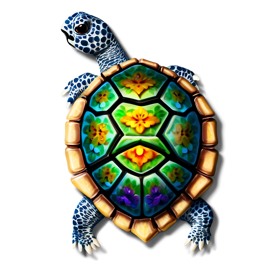 Turtle With Floral Shell Png 14