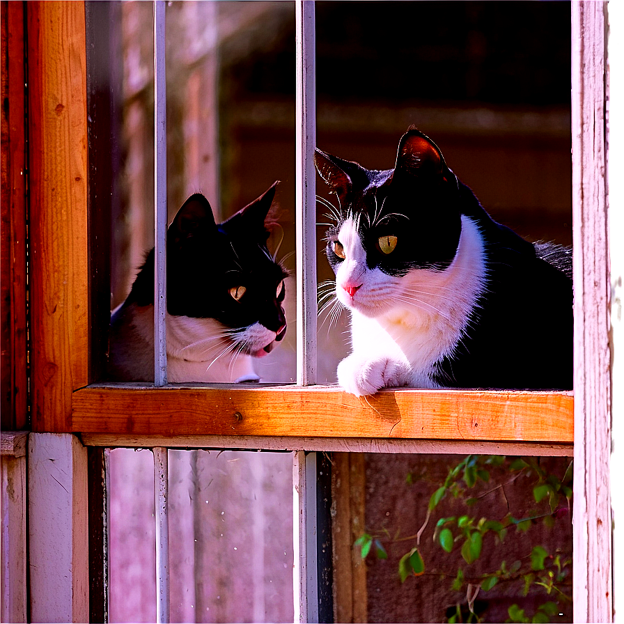 Tuxedo Cat At Window Png Yhd