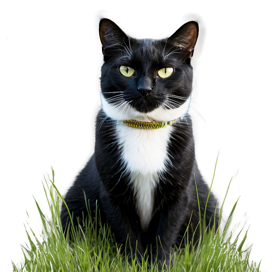 Tuxedo Cat In Grass Png 77