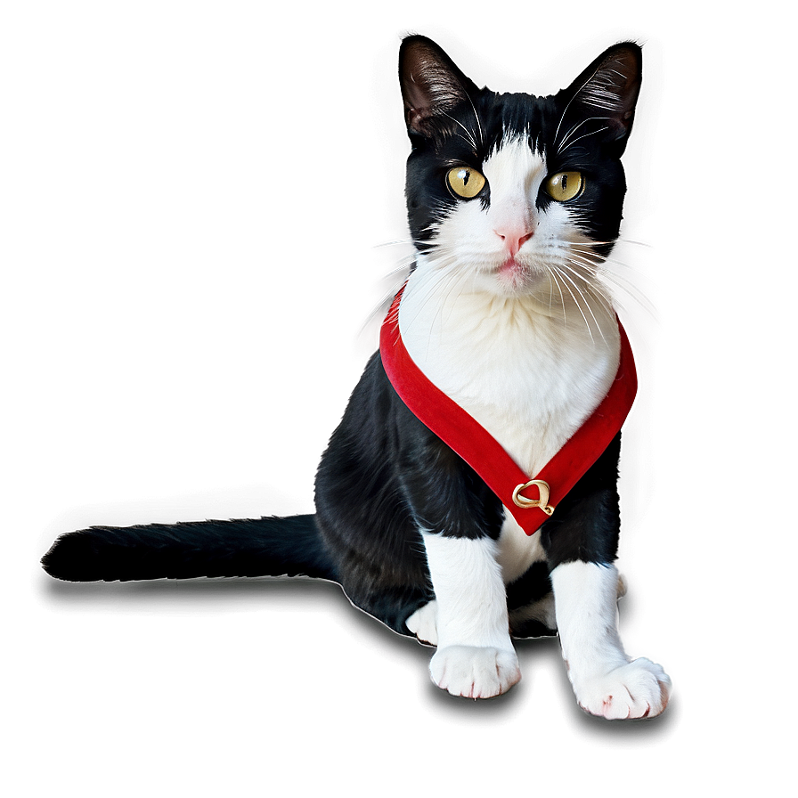 Tuxedo Cat With Red Collar Png Ldr