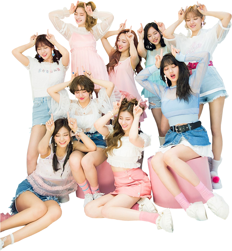 Twice Kpop Group Pose Cheerful Outfits