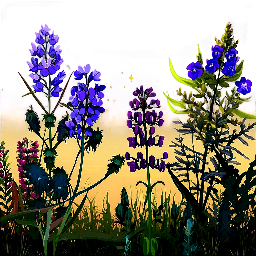 Twilight Wildflowers Scene Png 06202024