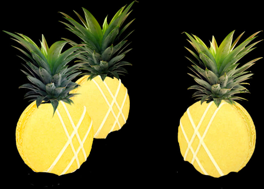 Twin Pineappleson Black Background